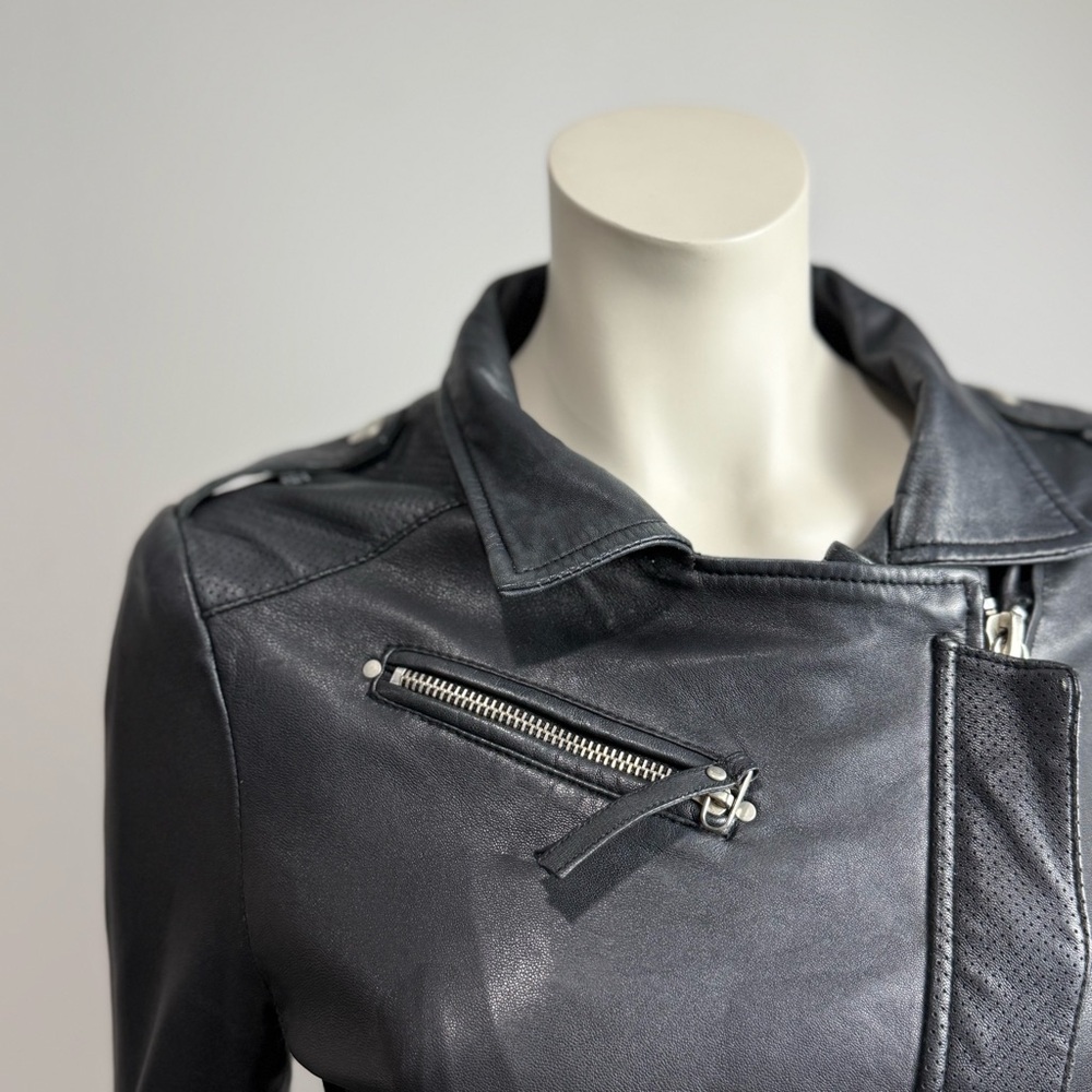 Vintage IRO Lambskin Leather Moto Jacket Fitted Size 0 - Picture 6 of 11
